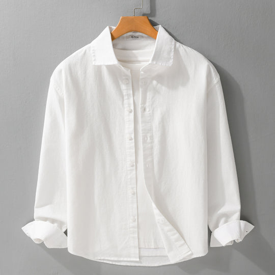 Herren Leichtes Leinen-Baumwoll-Overshirt mit Kentkragen, Relaxed‑Fit und durchgehender Knopfleiste Nord Taschen