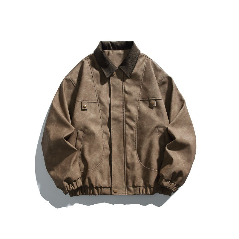 Herren Boxy-Canvas-Blousonjacke mit Cordkragen und elastischem Saum Nord Taschen