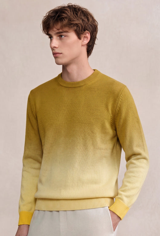 Herren Feinstrick-Pullover mit Dip-Dye-Effekt und Rundhalsausschnitt Nord Taschen