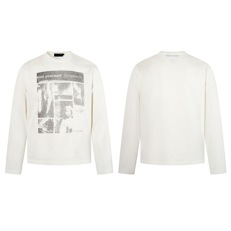 Herren Sweatshirt mit vintage Fotocollage-Print, geradem Schnitt und Rundhalsausschnitt Nord Taschen