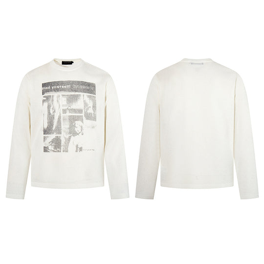 Herren Sweatshirt mit vintage Fotocollage-Print, geradem Schnitt und Rundhalsausschnitt Nord Taschen