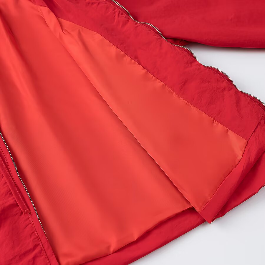 Damen Leichte Kapuzen-Boxy-Übergangsjacke mit Tunnelzug und elastischen Bündchen Nord Taschen