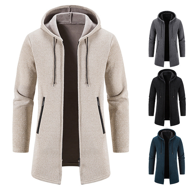 Herren praktische und stilvolle Fleecejacke mit Kapuze und Reißverschlusstaschen