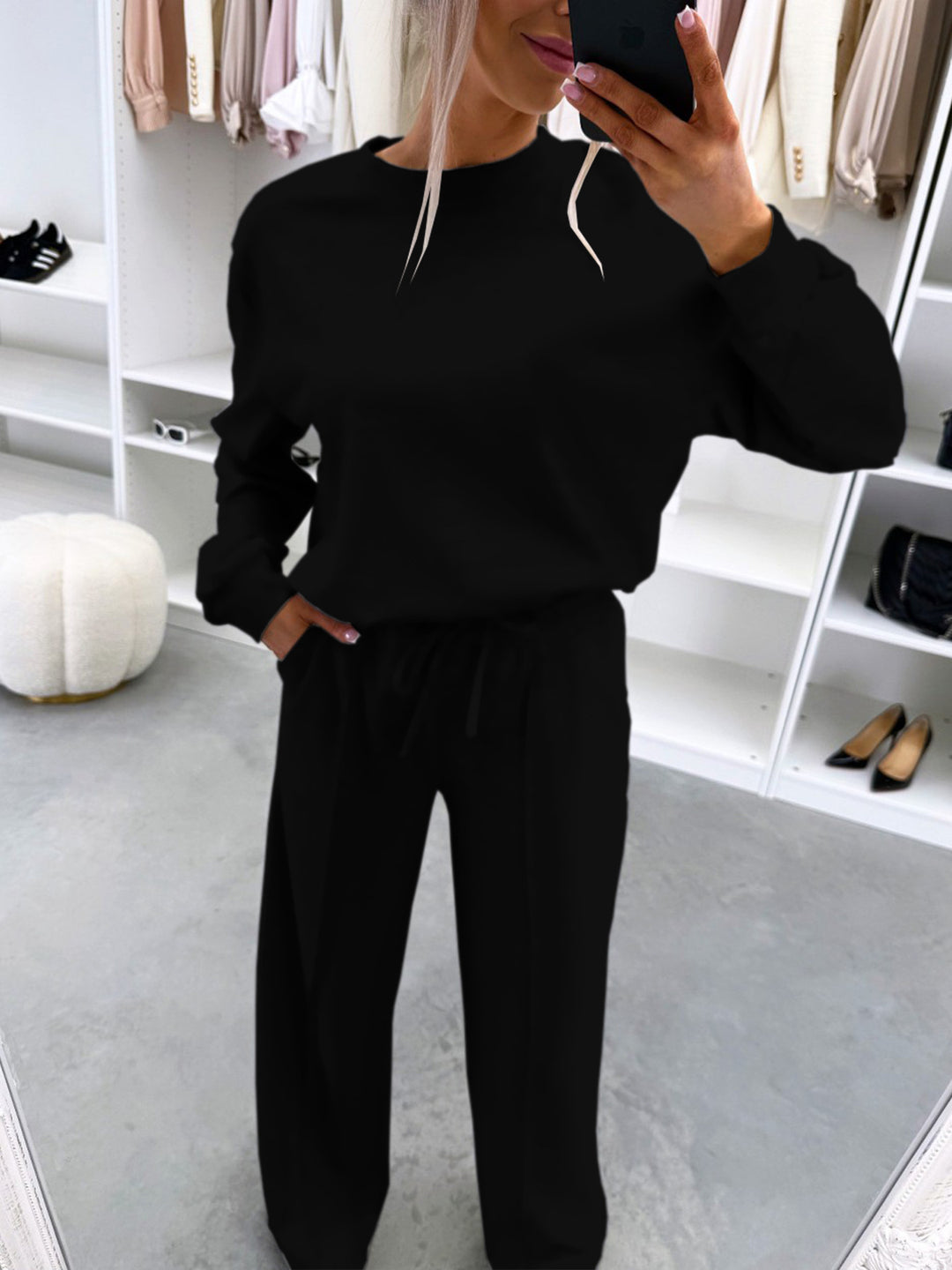 Damen Casual-Loungewear-Set mit Oversize-Batwing-Pullover und weitem Jersey-Hosenbein Nord Taschen