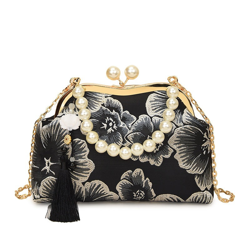 Damen elegante Abendtasche mit Perlenschmuck Nord Taschen