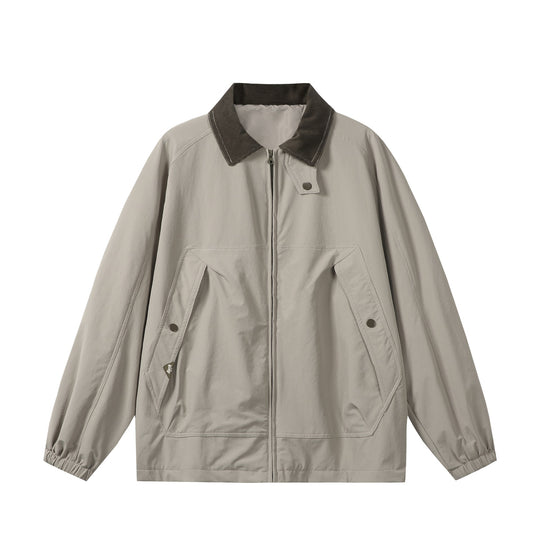 Unisex Kurz geschnittener Boxy-Blouson mit Cordkragen, Reißverschluss und Utility-Pattentaschen Nord Taschen