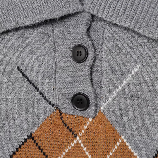 Damen Oversized Strickpullover mit Rautenmuster und Rollkragen Nord Taschen