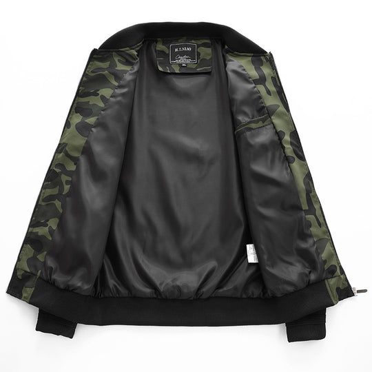 Herren Camouflage-Bomberjacke im Military‑Look mit Reißverschluss und Ärmel‑Utilitytasche Nord Taschen
