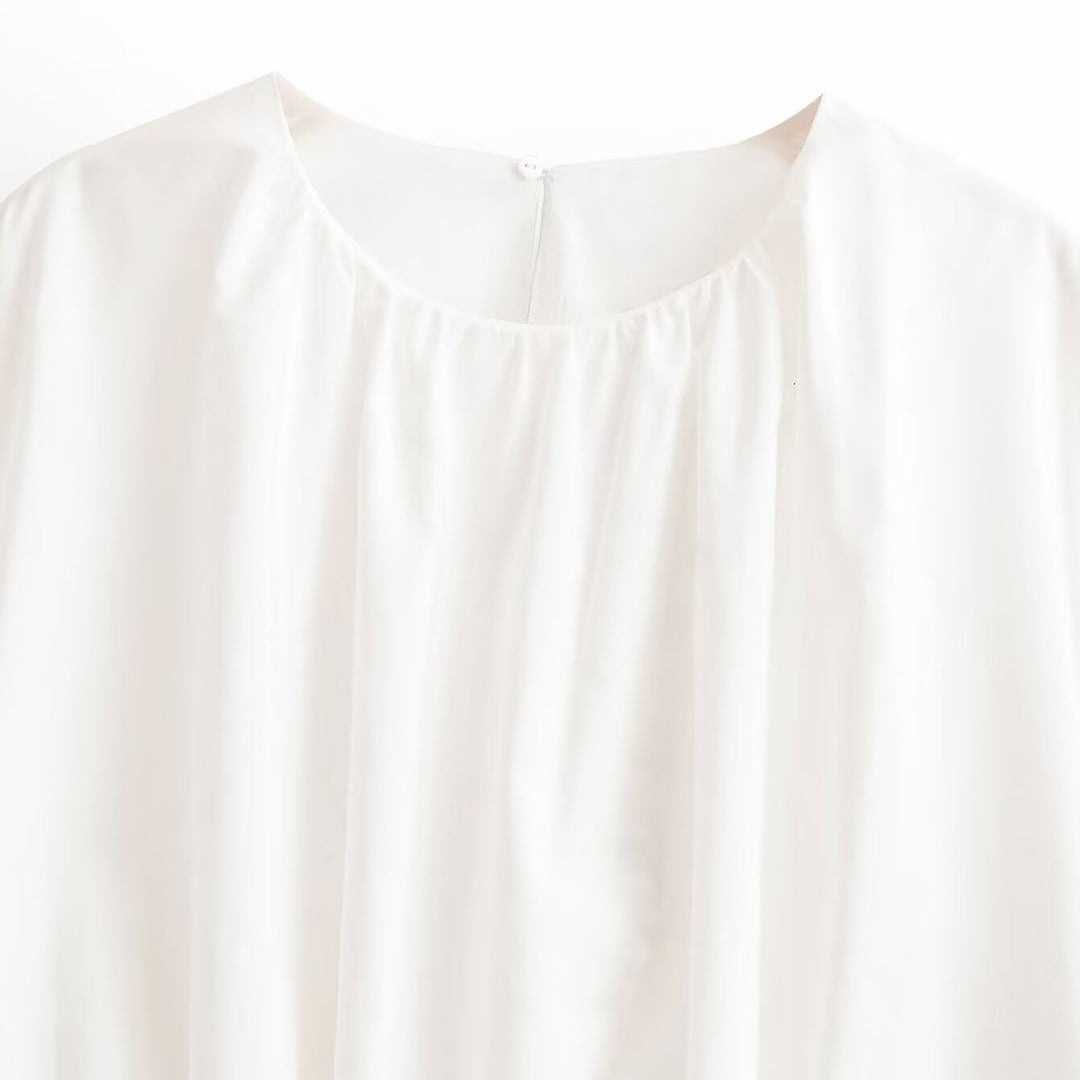 Damen Weites Cape-Top aus fließendem Satin mit Rundhalsausschnitt Nord Taschen