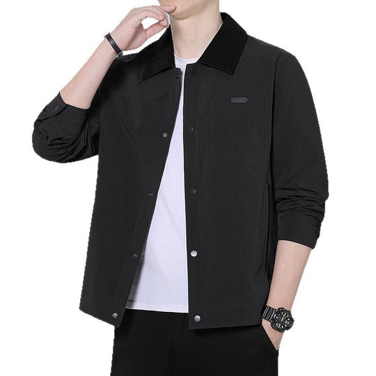 Herren Leichte Freizeitjacke mit Cordkragen, Druckknopfleiste und verdeckten Reißverschlusstaschen Nord Taschen