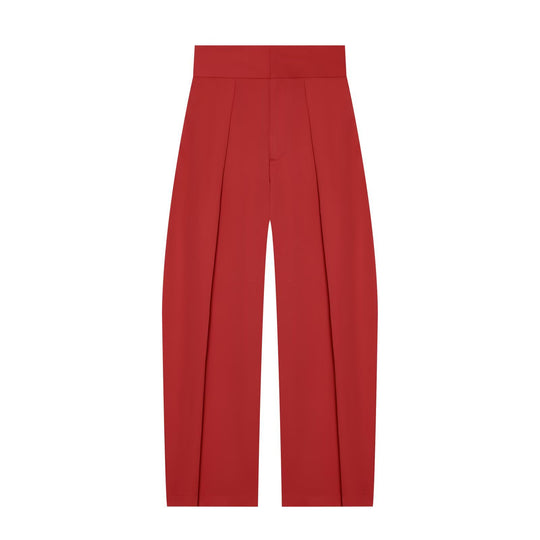 Damen Hochtaillierte Plissée-Hose mit weitem Bein und markanten Vorderfalten Nord Taschen