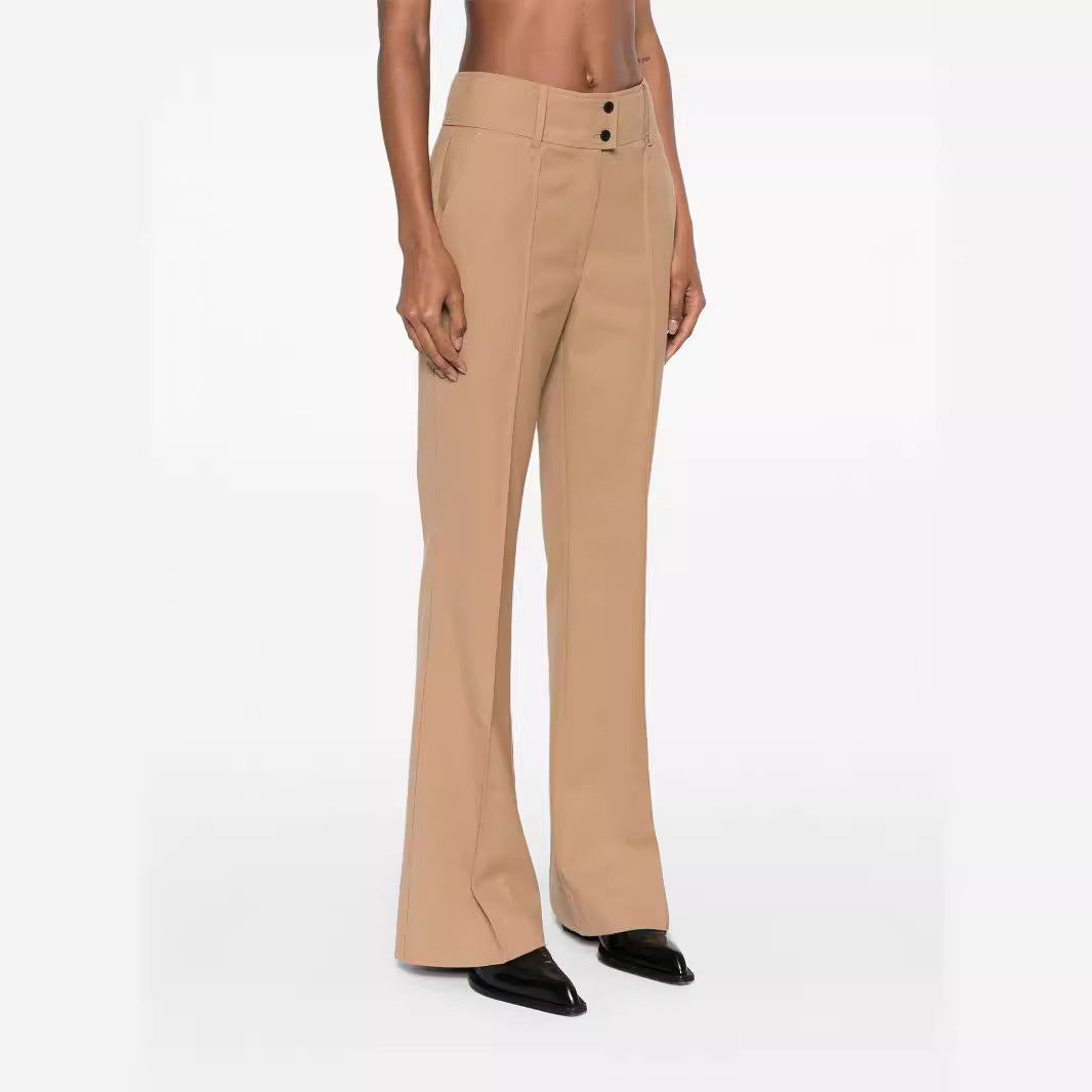 Damen Hochtaillierte ausgestellte Wollmix‑Tailoring‑Hose mit Bügelfalte Nord Taschen