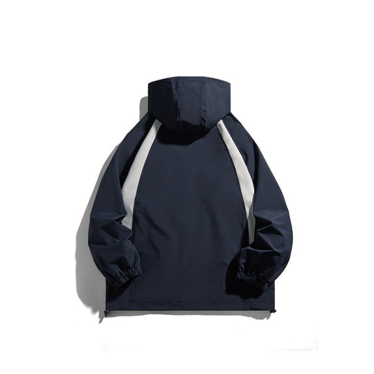 [Unisex Leichte winddichte Kapuzenjacke im sportlichen Utility-Stil mit Kontrastpaspeln und Tunnelzugsaum Nord Taschen]