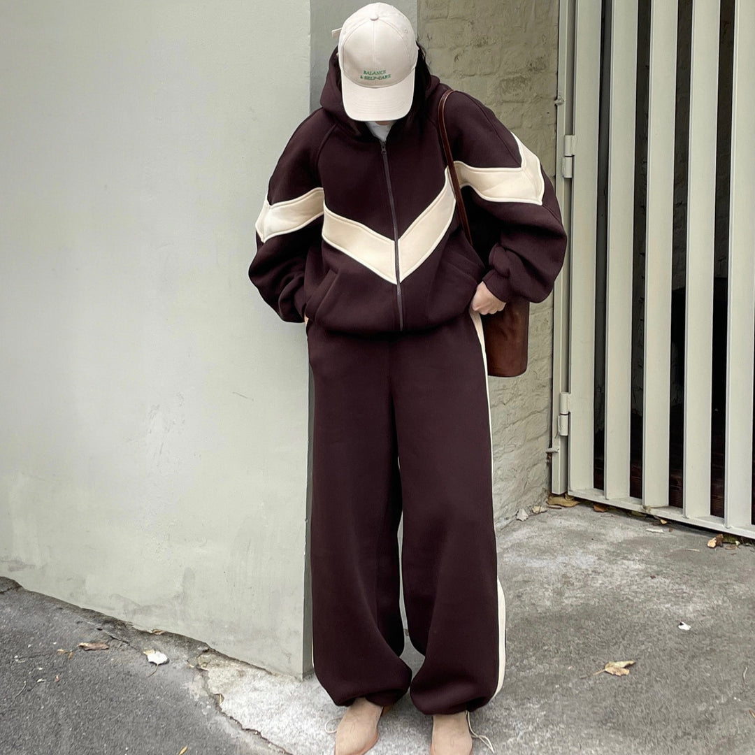 Damen leichte Oversize-Windbreakerjacke mit Kontrastpanelen, Tunnelzugbund und elastischen Bündchen Nord Taschen