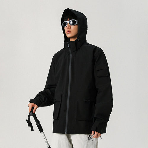 Herren Oversize Utility-Jacke mit technischer Softshell, Kapuze und Mehrfachtaschen Nord Taschen