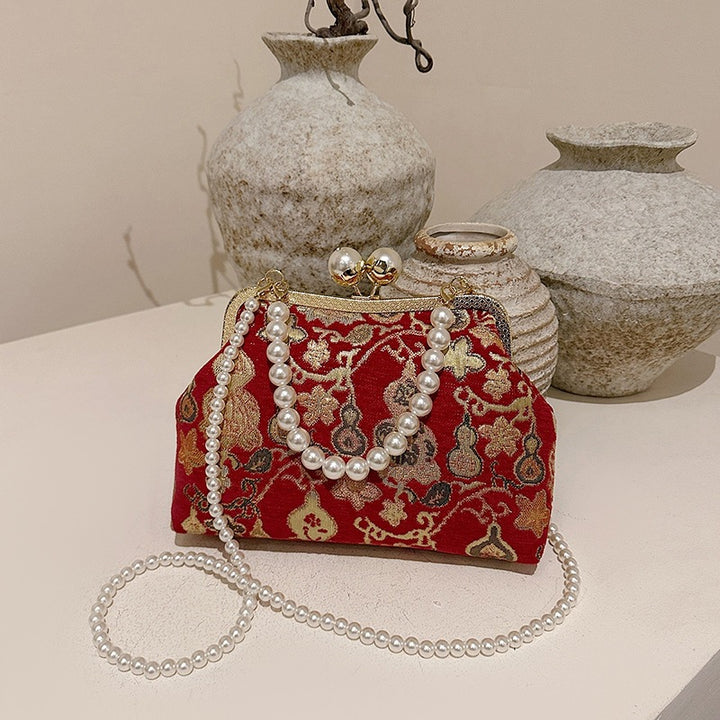 Damen elegante Clutch mit exquisite Perlenverzierung Nord Taschen