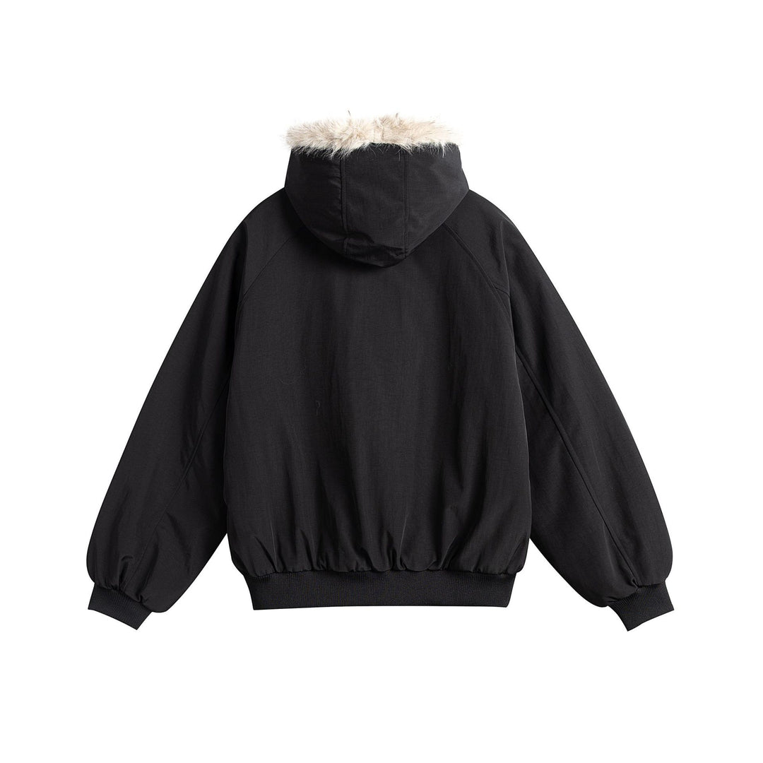Damen Oversize-Bomberjacke mit kunstfellbesetzter Kapuze und Raglanärmeln Nord Taschen