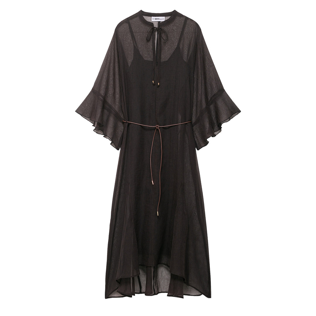 Damen Transparentes Chiffon-Kaftankleid mit Volantärmeln und Tunnelzug Nord Taschen