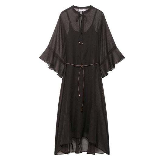 Damen Transparentes Chiffon-Kaftankleid mit Volantärmeln und Tunnelzug Nord Taschen