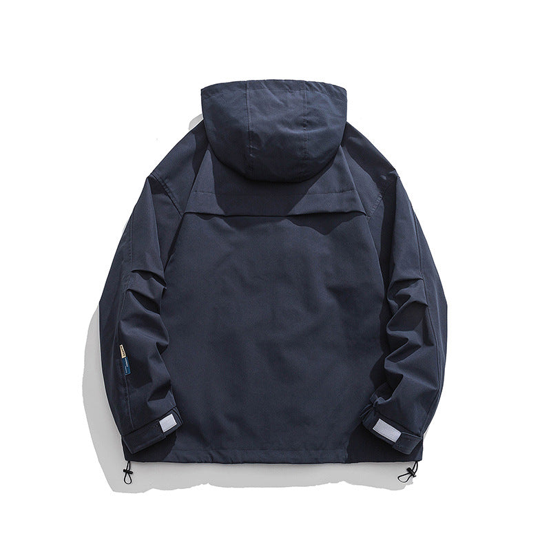 Unisex Oversize-Utility-Jacke mit Kapuze, multifunktionalen Pattentaschen und Kordelzug Nord Taschen