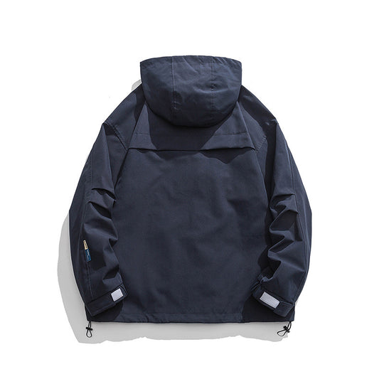 Unisex Oversize-Utility-Jacke mit Kapuze, multifunktionalen Pattentaschen und Kordelzug Nord Taschen