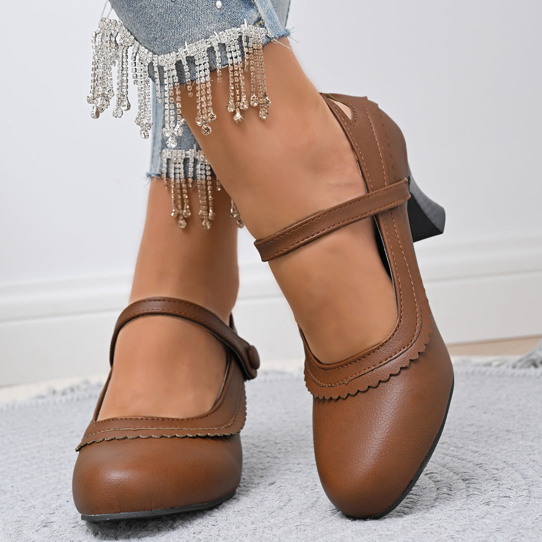 Damen elegante Mary Jane Pumps mit schicker Schnalle und komfortablem Absatz