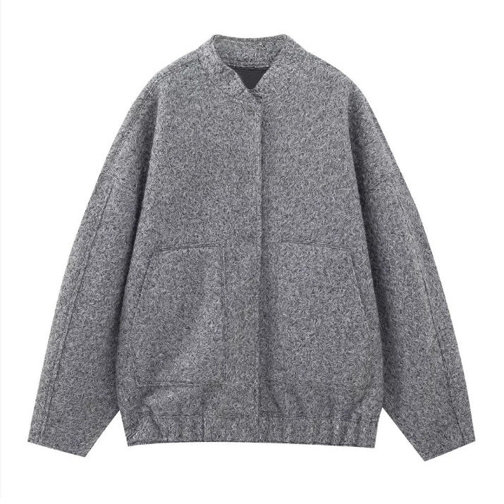 Damen 70+ Oversize Teddy-Fleece Jacke mit Stehkragen und aufgesetzten Taschen Nord Taschen