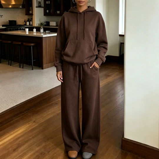 Damen Oversize-Kapuzenpullover und weite Jogginghose-Set aus Bio-Fleece Nord Taschen