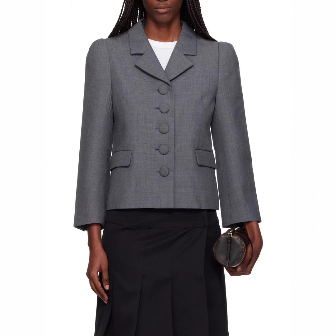 Damen Kurzblazer im taillierten Vintage Tailoring mit bezogenen Knöpfen Nord Taschen