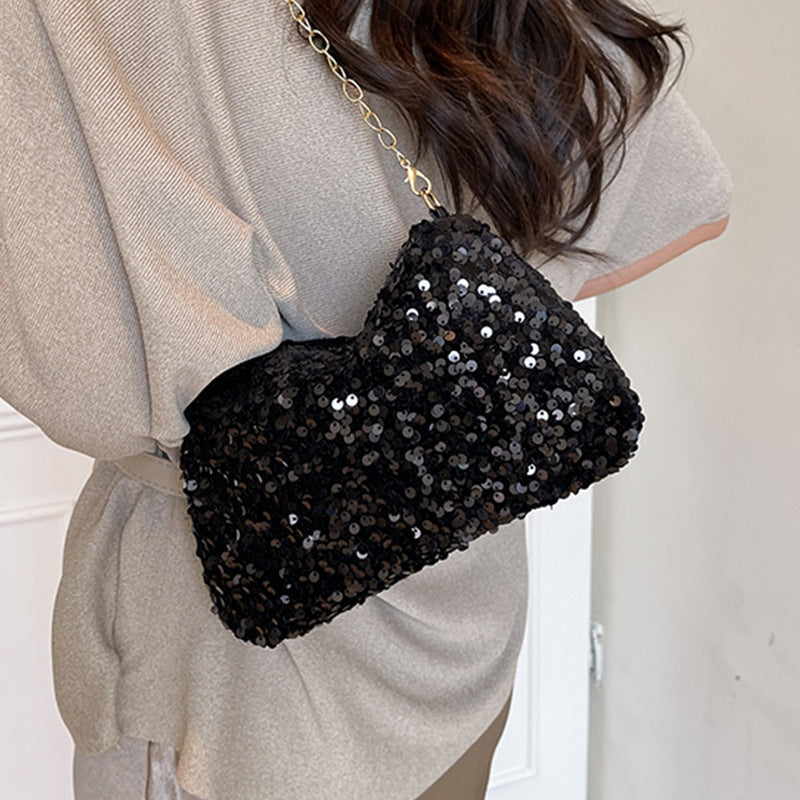 Damen Clutch-Tasche mit funkelnden Pailletten und praktischem Schulterriemen Nord Taschen