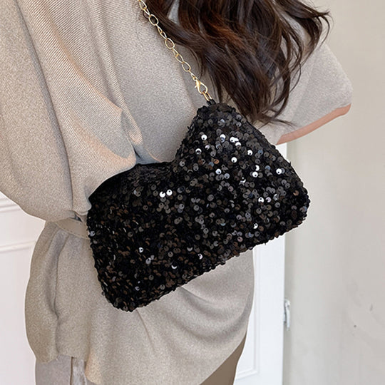 Damen Clutch-Tasche mit funkelnden Pailletten und praktischem Schulterriemen Nord Taschen
