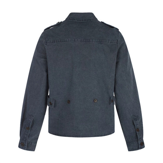 Damen Oversize Jeans-Hemdjacke im Utility‑Stil mit Schulterriegeln und aufgesetzten Brusttaschen Nord Taschen