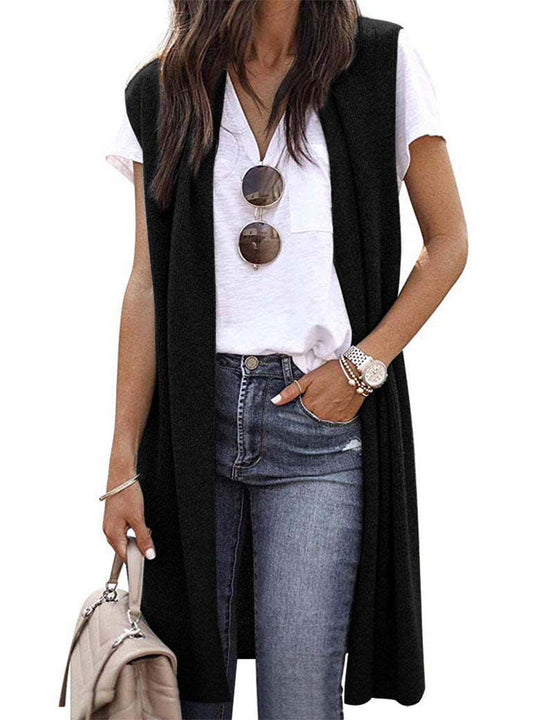 Damen Strickweste im lässigen Oversized-Design mit offenen Fronten und kurzer Ärmellänge - Vittorelli