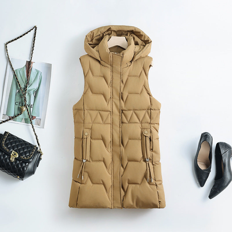 Damen nan Thermo-Steppweste mit Kapuze, Kordelzug und verdecktem Reißverschluss Nord Taschen
