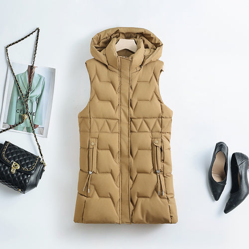Damen nan Thermo-Steppweste mit Kapuze, Kordelzug und verdecktem Reißverschluss Nord Taschen