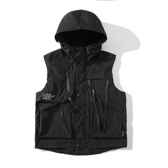 Herren funktionale Outdoor-Weste mit verstellbarem Kapuzendesign und vielseitigen Taschen Nord Taschen