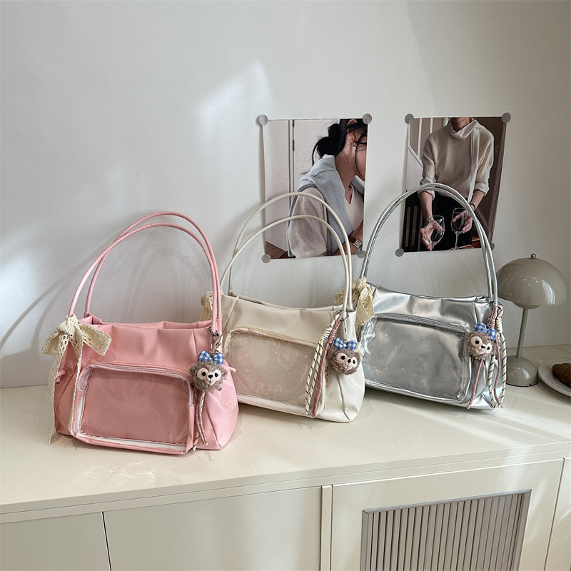 Damen praktische Tragetasche mit transparentem Fach Nord Taschen