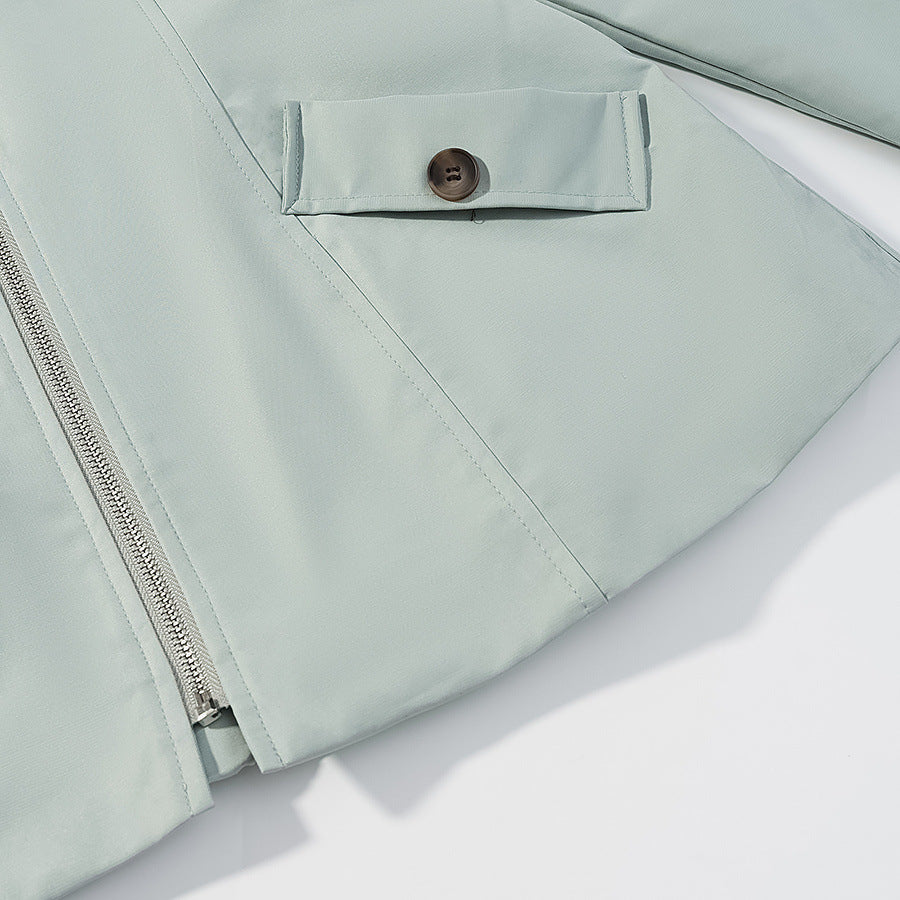 Damen Kurze Lederoptik-Blousonjacke mit Kontrastkragen und Reißverschluss Nord Taschen