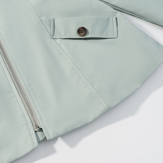 Damen Kurze Lederoptik-Blousonjacke mit Kontrastkragen und Reißverschluss Nord Taschen