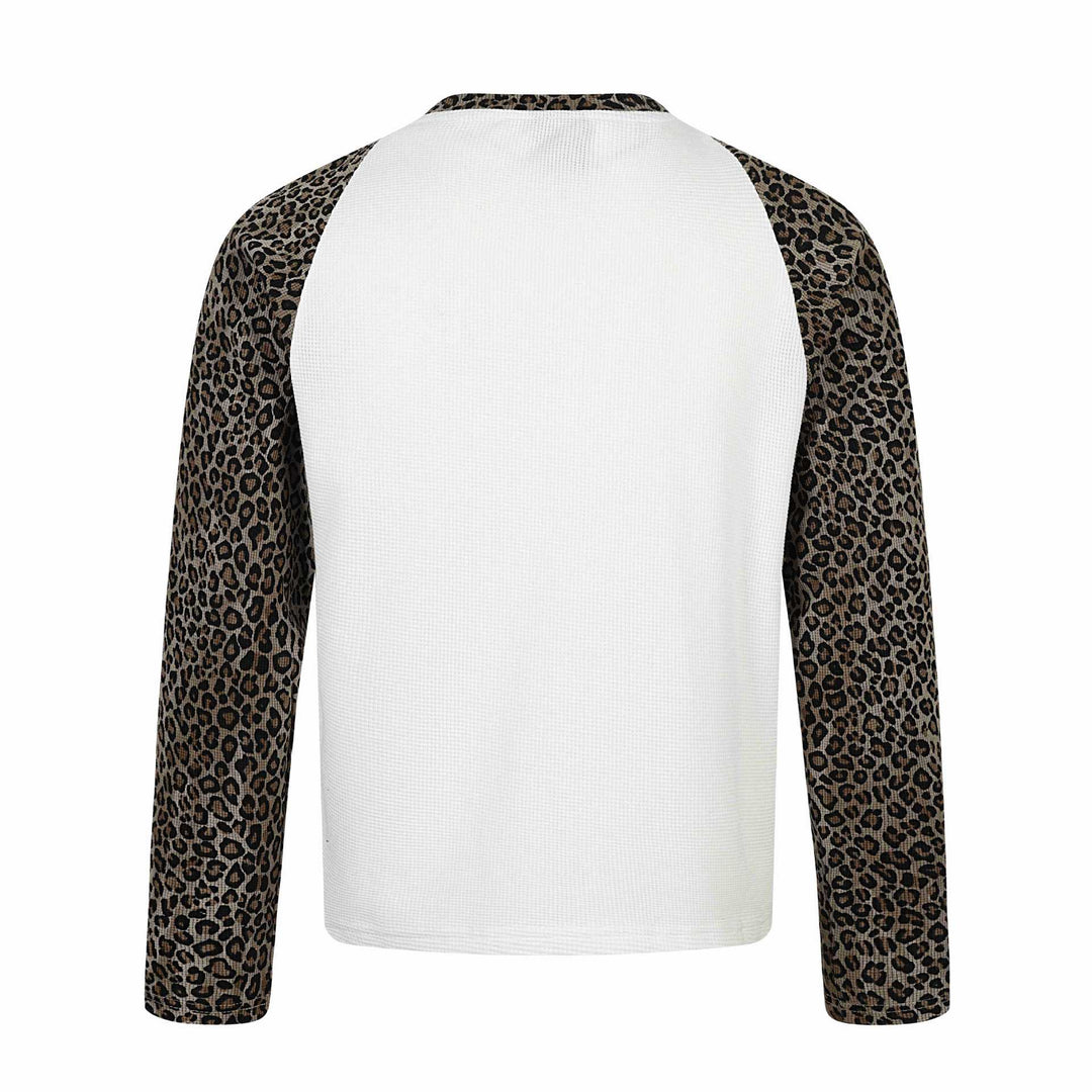 Damen Langarmshirt im Raglanstil mit Leopardenärmeln und Waffelstruktur Nord Taschen