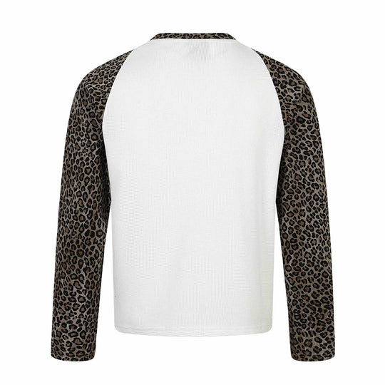 Damen Langarmshirt im Raglanstil mit Leopardenärmeln und Waffelstruktur Nord Taschen