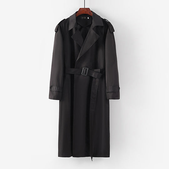 Unisex Langer minimalistischer Trenchcoat mit Gürtel und Schulterklappen Nord Taschen