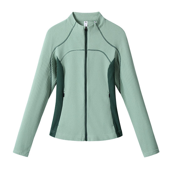 Damen Waffelstruktur-Funktionsjacke mit durchgehendem Reißverschluss, Stehkragen und Kontrast-Seiteneinsätzen Nord Taschen