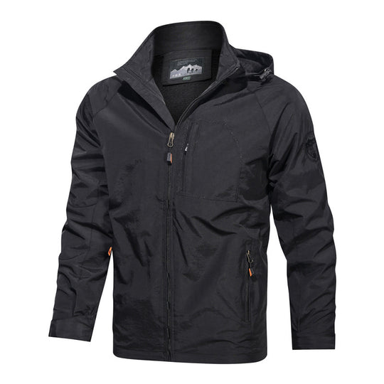 Herren  leichte winddichte Outdoorjacke mit Kapuze und taktischer Brusttasche Nord Taschen