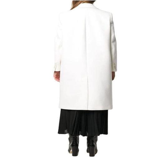 Damen Schlanker Zweireihiger Wollmix‑Longmantel mit Schalkragen, Goldknopf‑Detail und Pattentaschen Nord Taschen