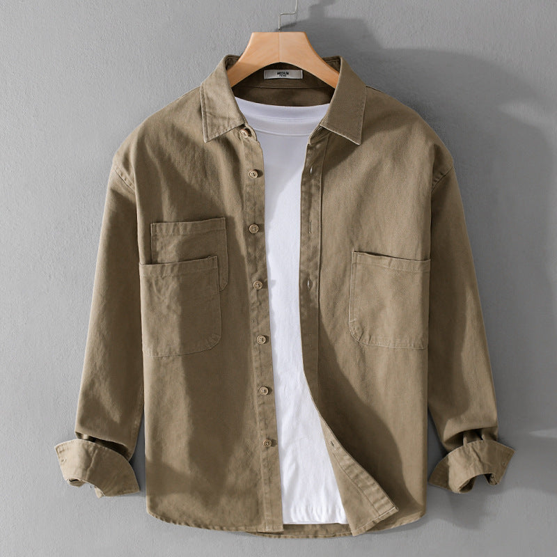 Herren Utility-Overshirt aus Baumwoll-Twill mit doppelten Brusttaschen und legerem Schnitt Nord Taschen