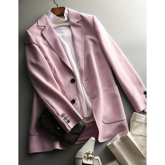 Damen Leichter taillierter Einreiher-Blazer mit krempelbaren dreiviertel-Ärmeln Nord Taschen