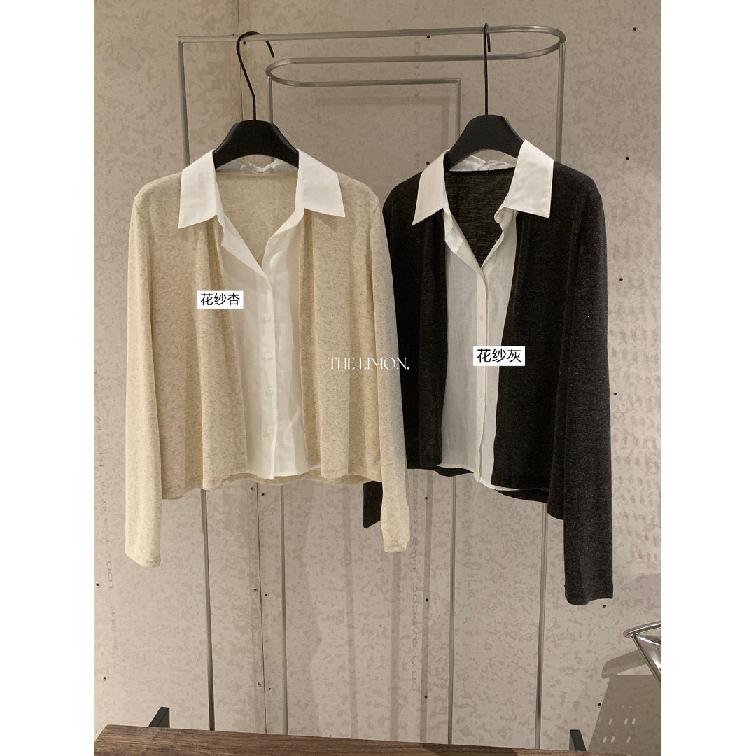 Damen Lagenlook-Strickjacke mit integrierter Blusenfront und weitem Saum Nord Taschen
