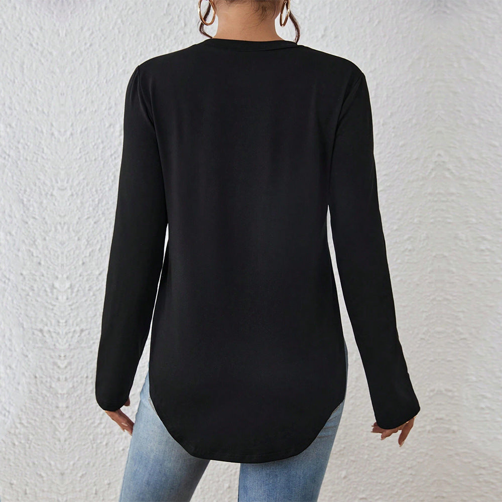 Damen Langarmshirt mit seitlichen Schlitzen, Rundhalsausschnitt und entspannter Casual-Passform Nord Taschen