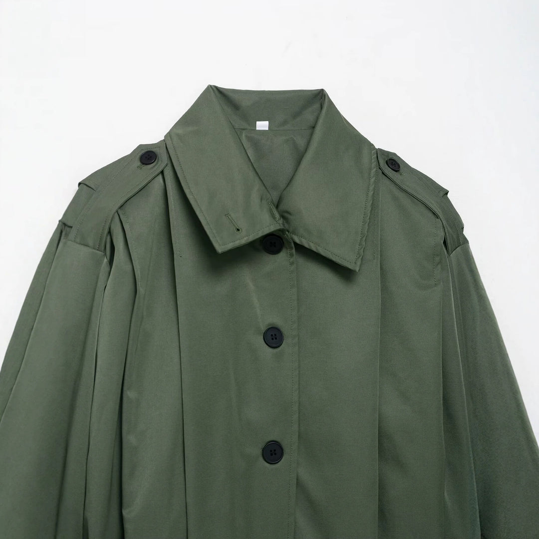 Damen Cropped-Boxy-Trenchjacke im Utility-Look mit Epauletten und weitem Manschettenärmel Nord Taschen